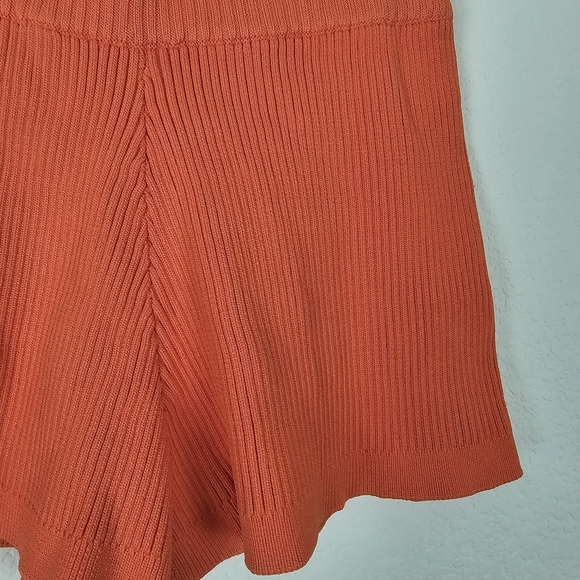 BY.DYLN Eadie Rib Knit Shorts Bright Orange High Rise Size M - Picture 3 of 9